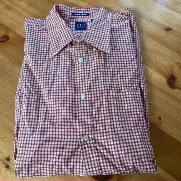 Gap Classic Oxford button down Shirt red gingham men’s XL - Picture 3 of 8